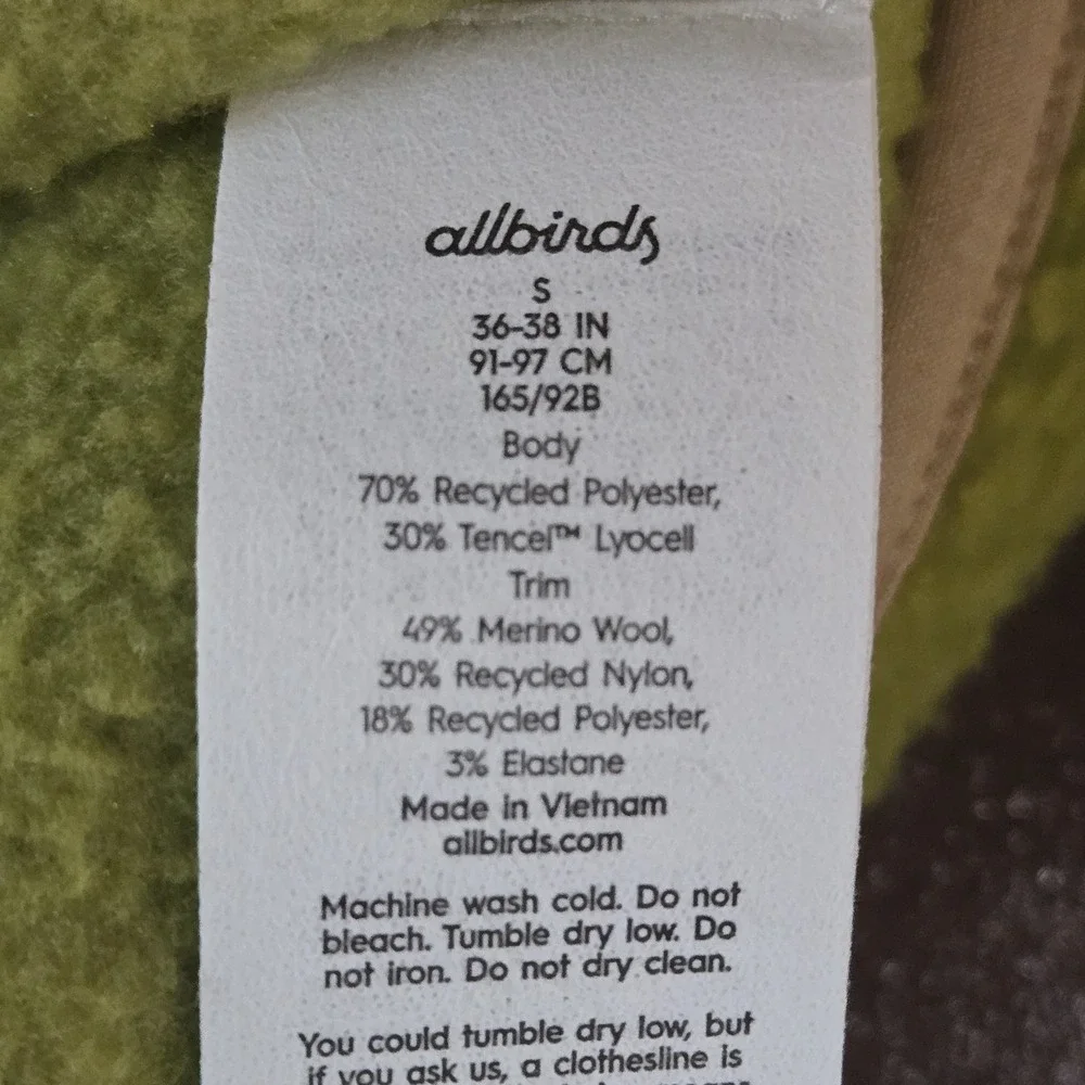 Allbirds Men's Size Small Fluff Fleece Pullover 1/4 Snap Hazy Green & Beige NWT‎
